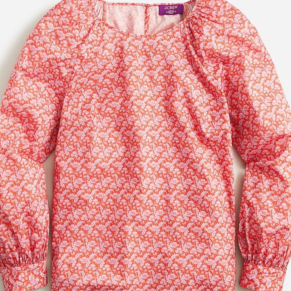 J. Crew x Liberty Puffy Sleeve Scoopneck Shirt in Liberty Toutouayette Fabric